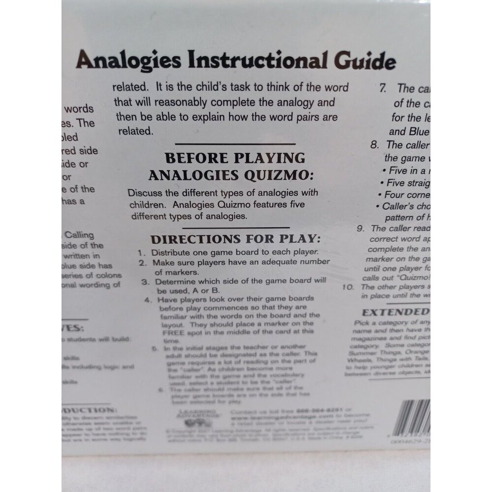 Quizmo Analogies Educational Bingo Language Skills Game 2-36 Players Age… - Picture 10 of 14